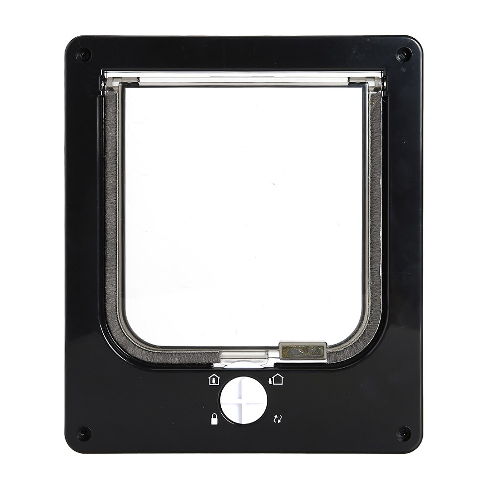 Safe Cat Flap Door with 4 Way Lock Pet Rotary Door Easy Install Intelligent Control Switch Kitten Small Pet Gate Doors: Black / L