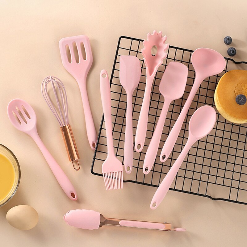 Silicone Kitchen Set 10-Piece Mini Baking Kit Complementary Food Non-stick Spatula Colander Scraper High Temperature Accessories