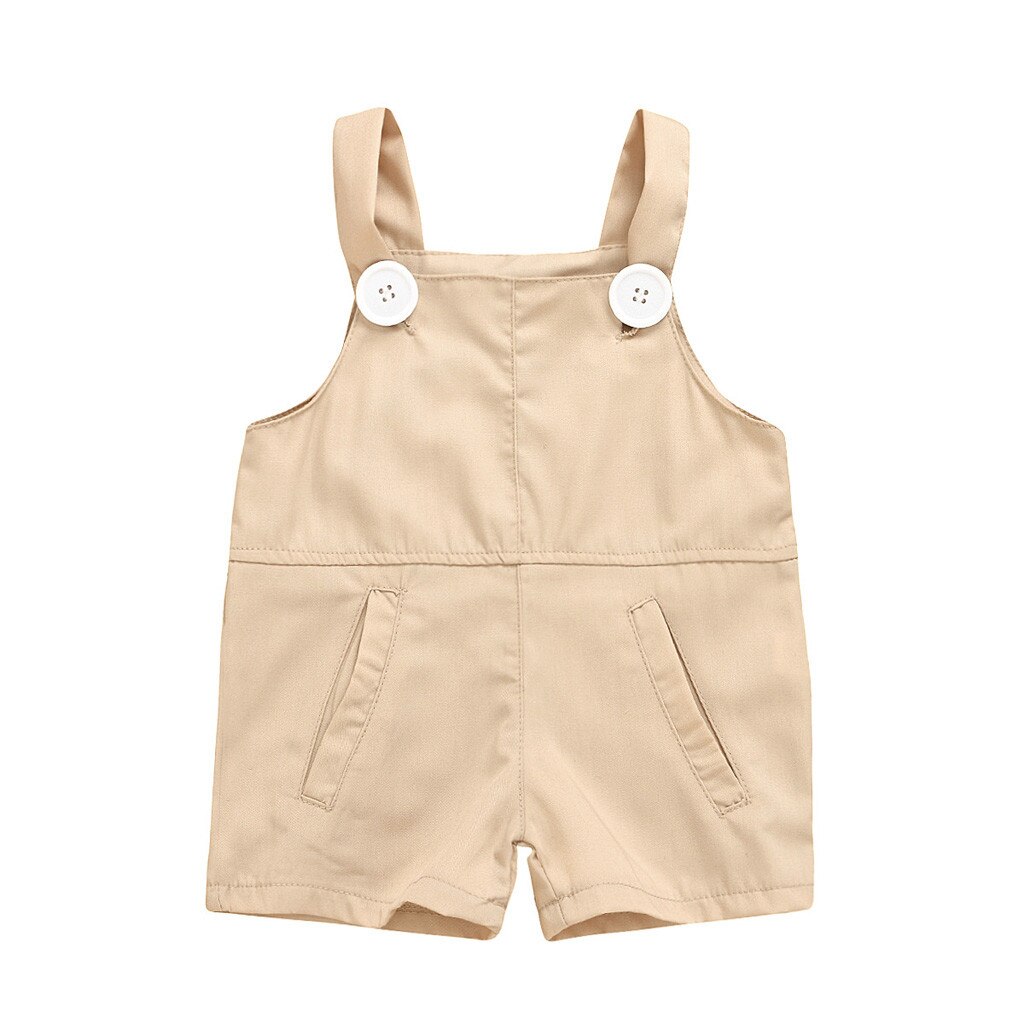 Newborn Infant Baby Boys Girls Cotton Sleeveless Solid Clors Romper Jumpsuit Straps Shorts Overalls Bib Pants Clothes#p4