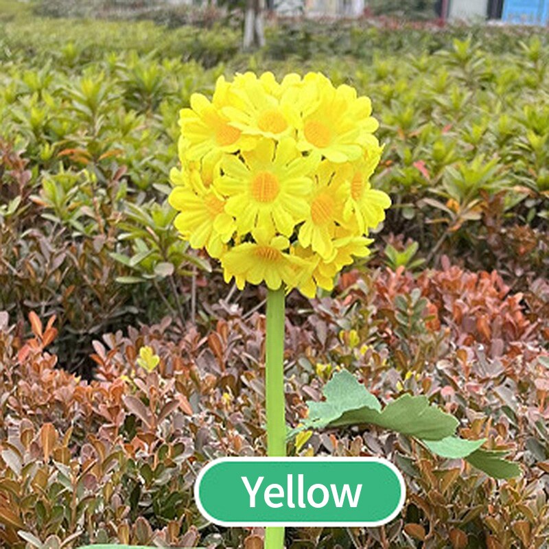 Solar Paardebloem Bloem Bal Licht Tuin Simulatie Bloem Grond Gazon Lamp Landschap Bloem Outdoor Waterdichte Solar Gazon Lamp: Yellow Solar Light