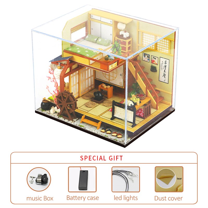 Bricolage maison de poupée Miniature Kit maison de poupée meubles 1:24 3D à la main en bois modèle Vintage assemblage jouets d'anniversaire pour les enfants: H