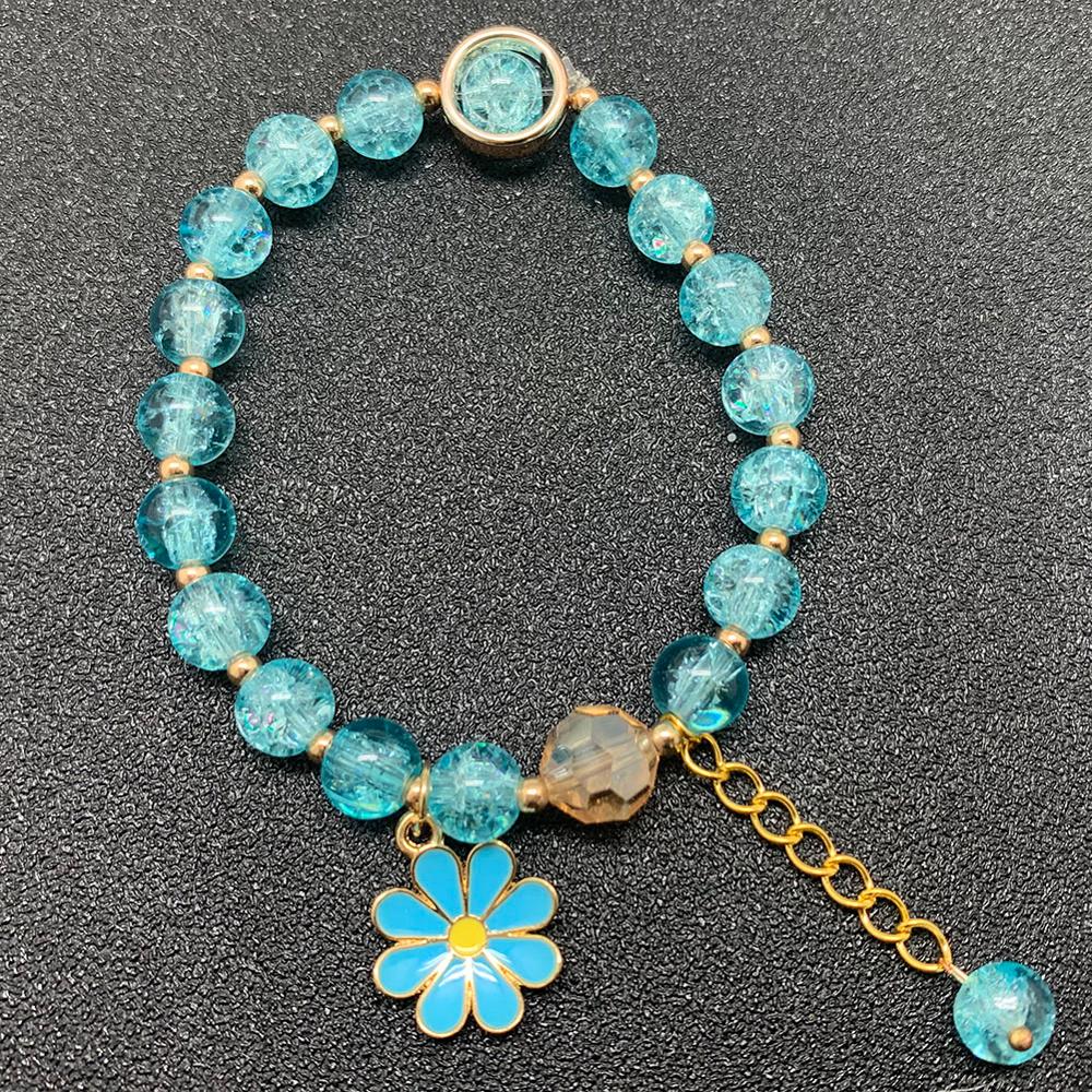 Bohemian Handmade Blume Form Lange Quaste Glas Armband Seld Baumeln Sets Frauen Multi Farbe Armbänder Schmuck Weihnachten: Cyan Flower A