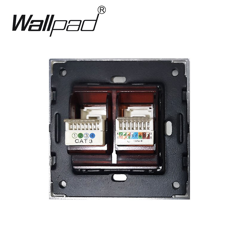 Wallpad S6 White Telephone RJ11 Internet Data RJ45 CAT6 Wiring Outlet Wall Socket Brushed PC Plastic