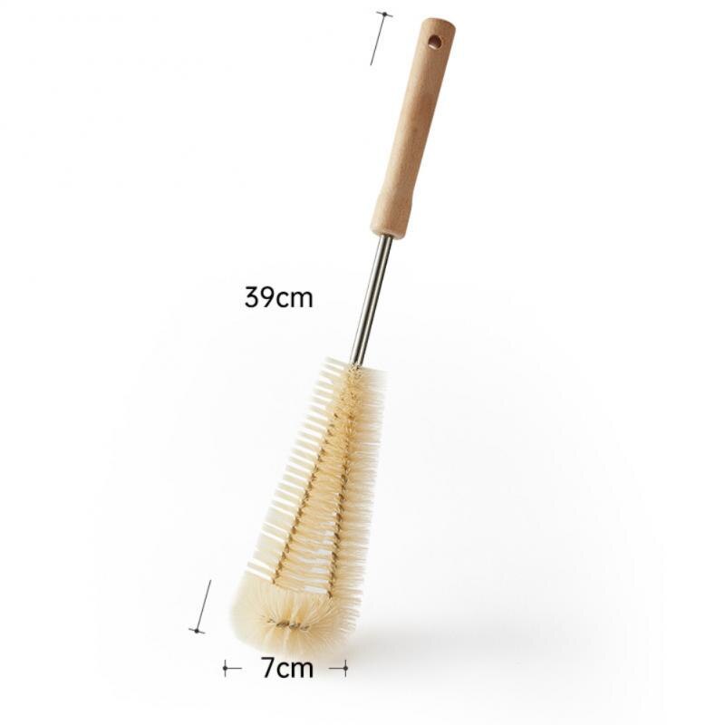 Extra Long Wooden Handle Cup Brush Baby Bottle Brush Set Nylon Kitchen Glass Vacuum Flask Cleaning Cup Brush: 3