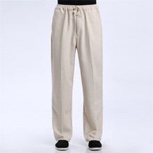 Shanghai histoire mélange lin pantalons décontractés hommes pantalon chinois mâle Kung Fu pantalon chinois traditionnel vêtements pour homme