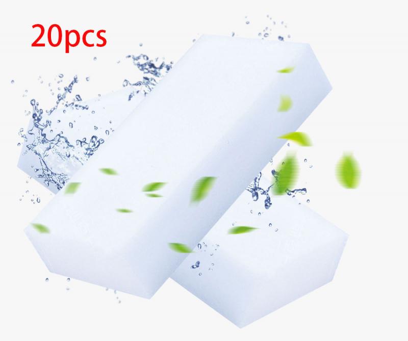 100 Uds esponja de melamina blanca Borrador de esponja mágico para Cocina Oficina accesorio de limpieza para baño/limpieza de platos Nano esponjas de limpieza: 20pcs