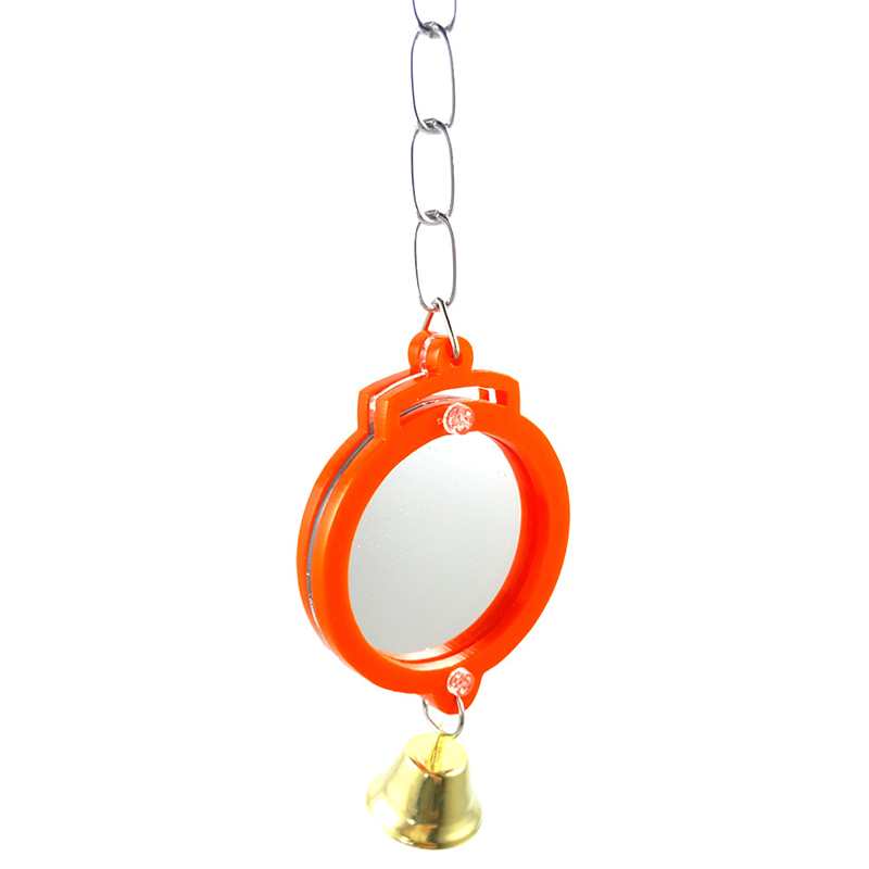 1pc Funny Mini Bird Mirror Toys Stand Mirror Parrots Play Toys Random colors: Round