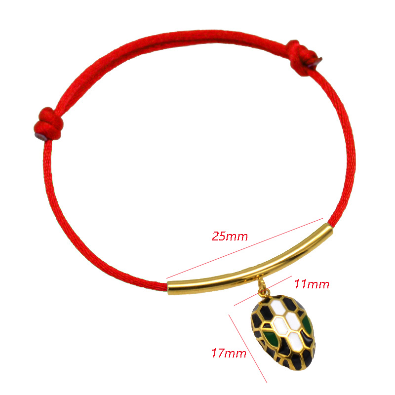 Pulsera de cuerda con cabeza de serpiente esmaltada para mujer, clásico, Color dorado, acero inoxidable, ajustable, accesorios de pulsera DIY