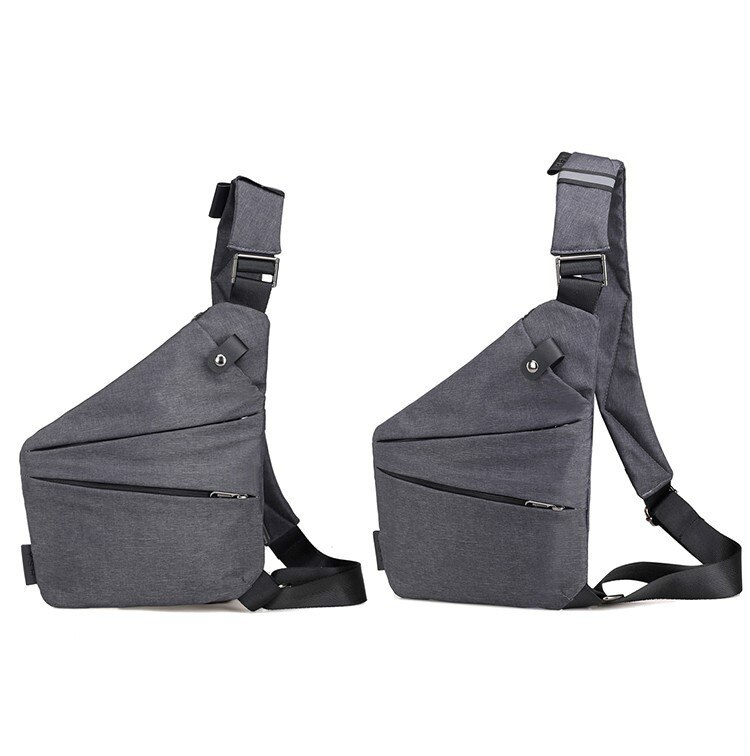 Mannen Reizen Zakelijke Fino Tas Inbraakpreventie Schoudertas Holster Anti Diefstal Beveiliging Band Digitale Opslag Borst Zak ZF10097: Dark gray Right