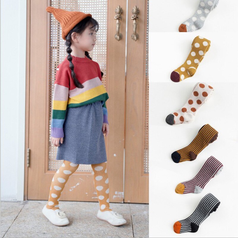 Girls Baby Soft Tights Baby Girl striped Tights Children cute Stocking girls pantyhose wiht dots kids clothing