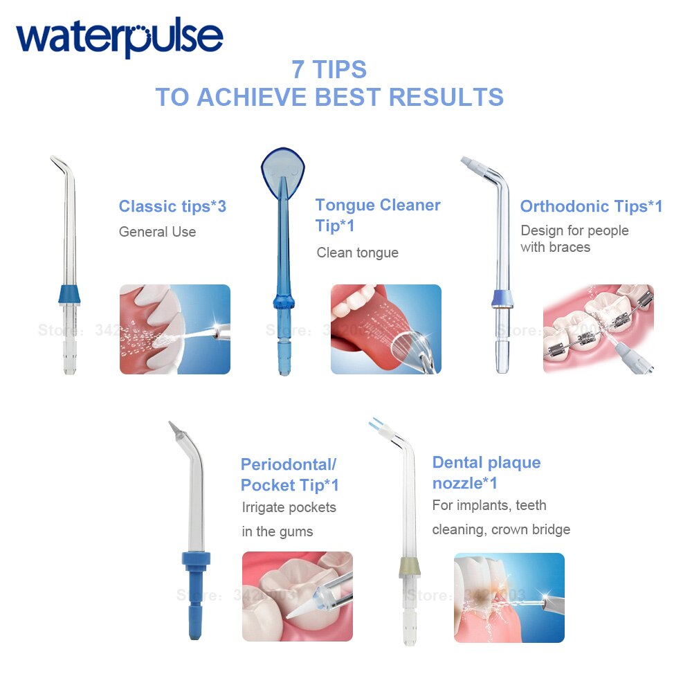 Waterpulse V300 800ml Dental Flosser Orale Irrigatore Dentale Flosser Acqua Igiene orale Denti Pulitore Dentale Flosser con 7 Ugelli