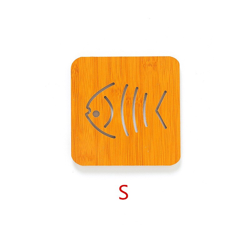 1pc coaster pinwheel stort fiskben tålig katt härligt tecknat köksbord som skyddar träkopp: Liten fisk