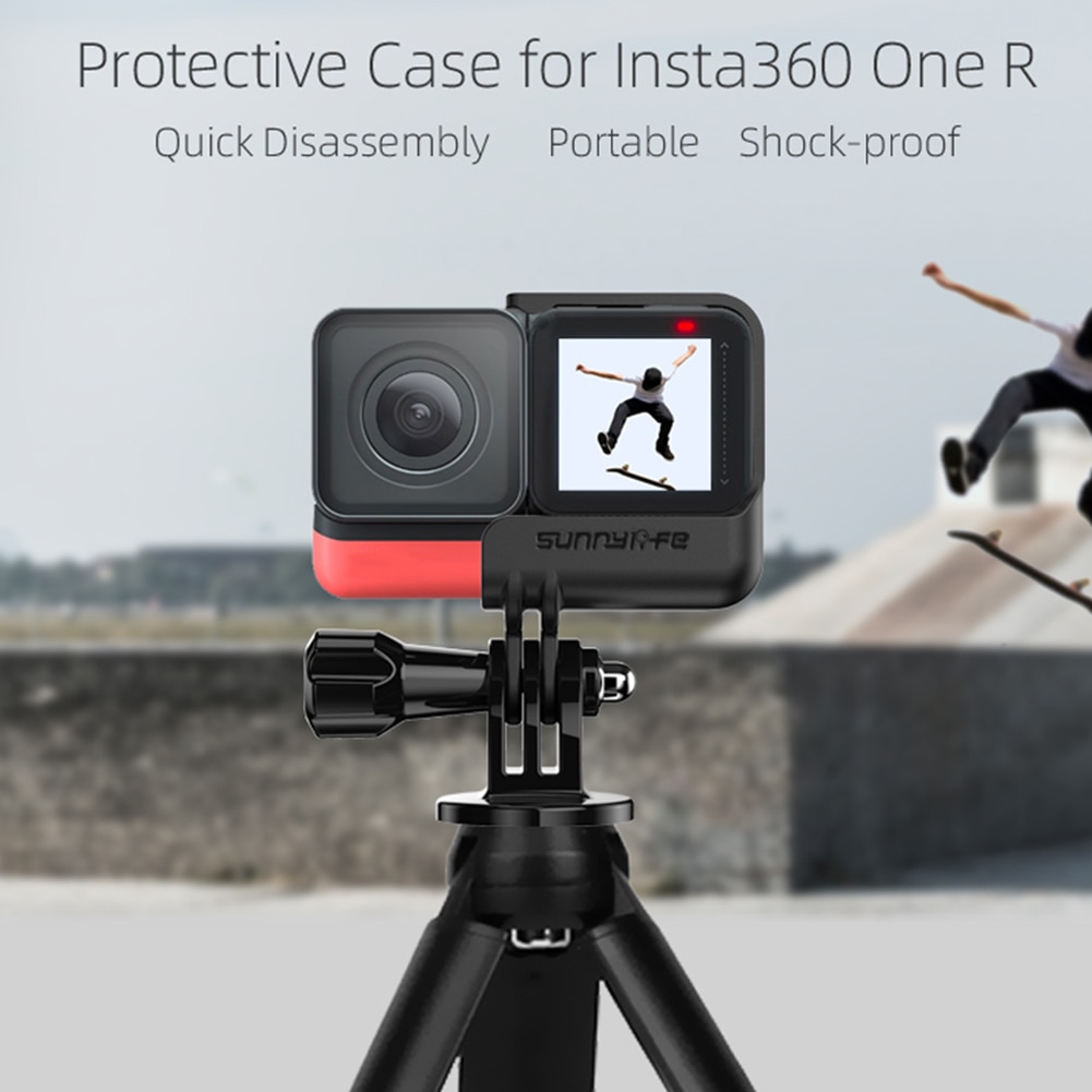 Quick Release Protective Cage Half Frame Case Shell for Insta360 ONE R Camera Support Tripod Selfie/Backpack/ Bicycle Clip