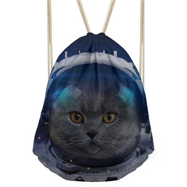 FORUDESIGNS Men's Small Backpack Drawstring Bag Galaxy Animal 3D Print Men Softback Bagpack Cute Cat Kid Boys School Backpacks: CC4160Z3