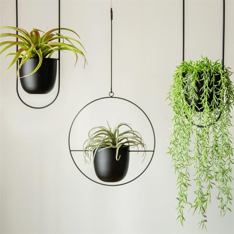 Maceta de flores colgante de hierro, cesta de flores oscilante decorativa, flor para colgar en pared, maceta de flores colgante, decoración del hogar, balcón, cestas para jardín, 1 ud.