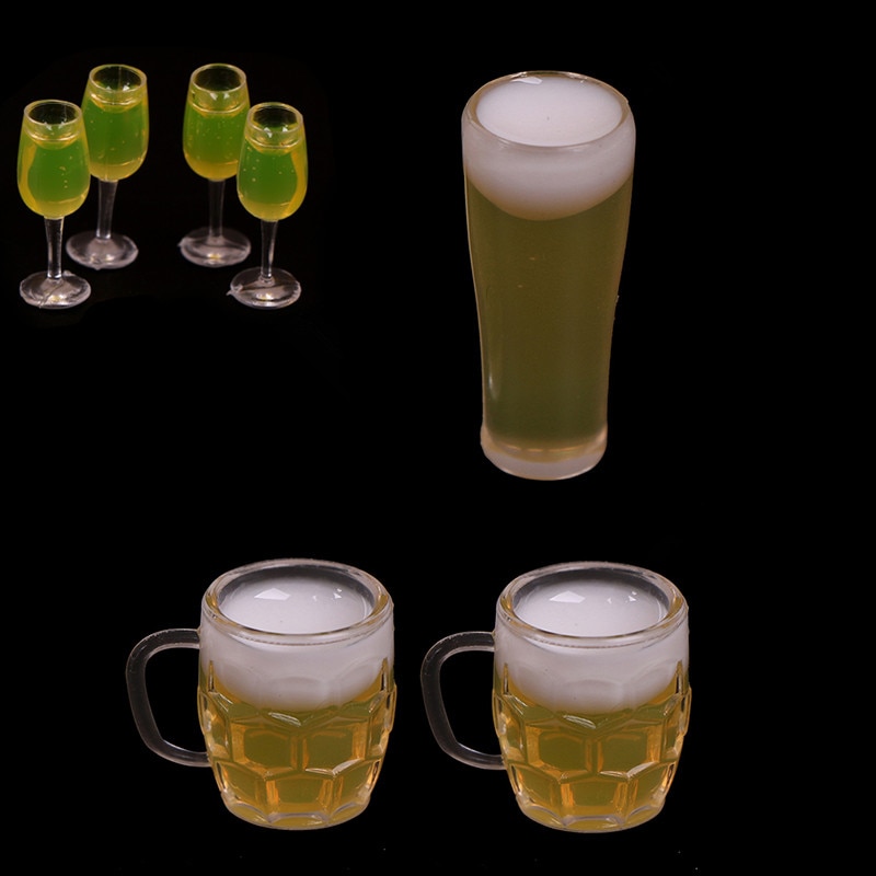 2/4Stck Mini 1/12 Puppenhaus Bahre Tasse Simulation Möbel Wein Glas Becher für Puppe Haus Dekoration Zubehör