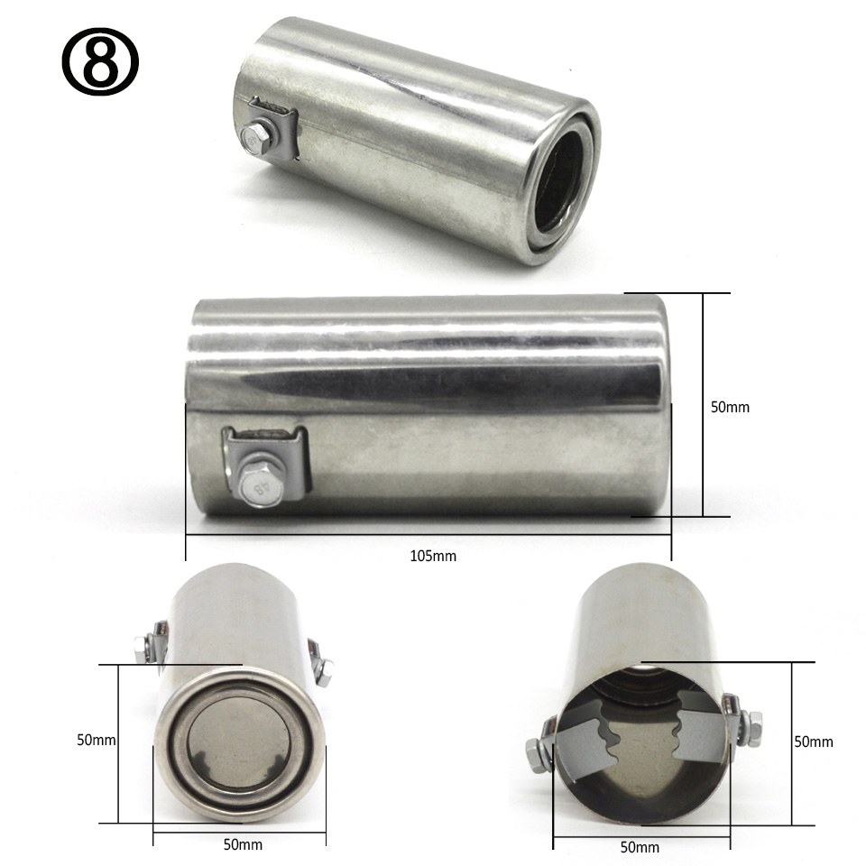 universell biler eksos lyddemper spiss rustfritt stål rør krom listverk modifisert bil bak bakre hale foring tilbehør: 8