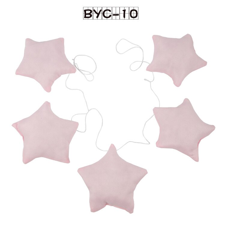 Cunas colgantes de tela de estilo nórdico para bebé, banderín para decoración de cama de niño, accesorios de cunas de 5 estrellas, sonajero para tienda de campaña, 1,5 M: pink