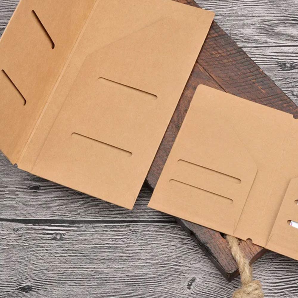 Kraft Paper File Holder For Travel Journal Notebook Accessory Vintage Retro Card Pocket Storage Standard/Pocket/Passport