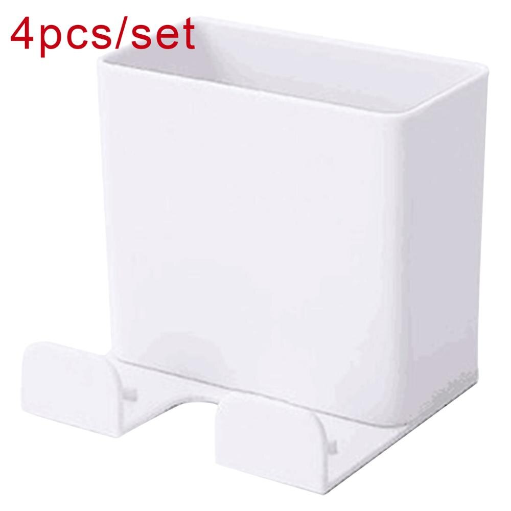 Bathroom Adhesive Wall Mount Organizer Storage Box Remote Control Holder Multifunction Storage Box Container for Home and Office: white 4pcs