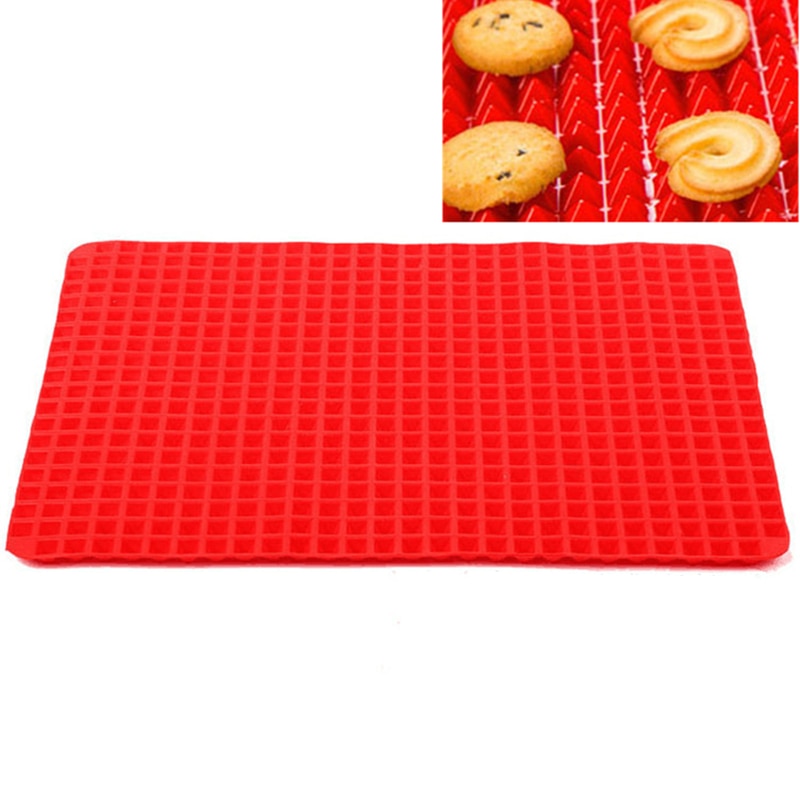 1 stks Anti-aanbak Siliconen Bakken Matten Pads Moulds Koken Mat Rode Piramide Bakvormen Pan Oven Bakplaat Vel Keuken Gereedschap