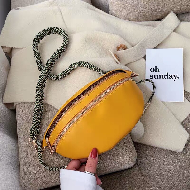 Chic Geweven Band Voor Vrouwen Meisje Mini Snoep Kleuren Sling Tassen Zacht Schouder Crossbody Tas: YELLOW