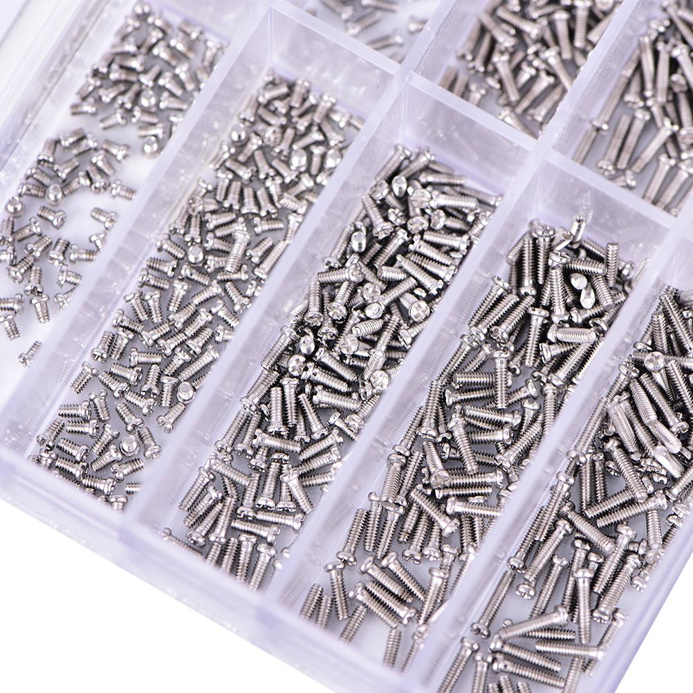 1000 unids/set surtidos tornillos para reloj ojo gafas relojero pieza de reparación herramienta