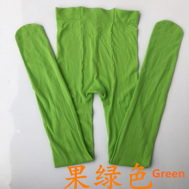 women 80D Velvet Multi colored girls stockings,anti-hook footless tights stocking dance Pantyhose female winter: Green
