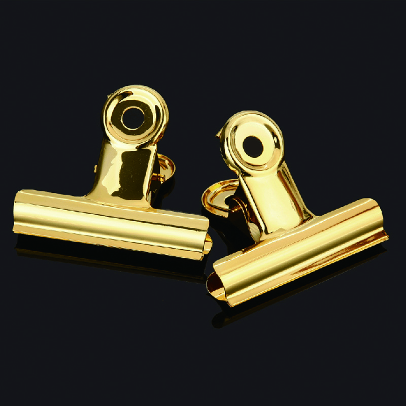 1Pc 30 75MM Round Metal Grip Clips Gold Bulldog Book Clip Stainless Steel Ticket Clamp Photo Holder Office Stationery Supplies