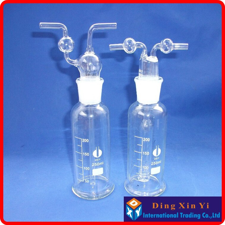 (2 pieces/lot) Straight-tube, 250ml Lab glass Gas Washing Bottle drechsel,drying or remove the impurities in the gas