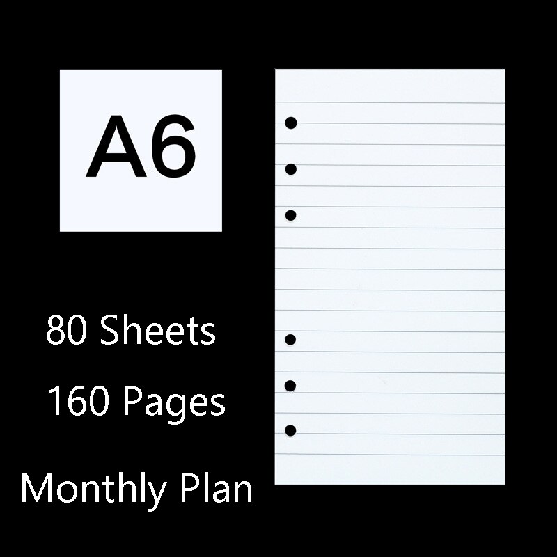 80 Sheets Business A5 A6 Loose Leaf Notebook Refill Spiral Binder Index Inside Page Monthly Weekly To Do List Paper Stationery: 15