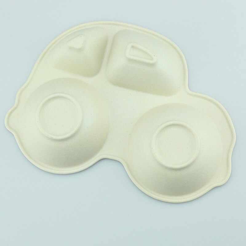 3 st/set barnfat bambufiber tecknad bil naturlig miljö servis för barn barn servis set