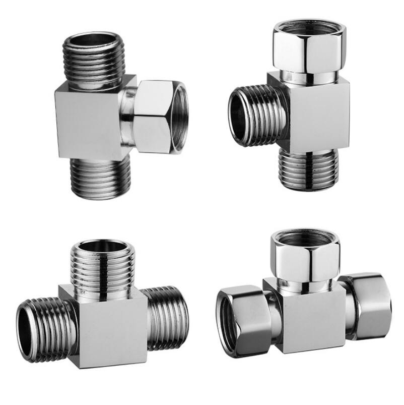 Thickened All-copper Three-way Angle Valve One Into Two Out 4" Internal And External Tooth Interface Water Valve Connector