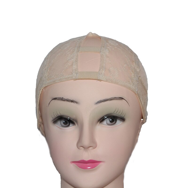 Peluca con sombrero, extensión de cabello, tejido giratorio, Beige, parte en U, sombrero