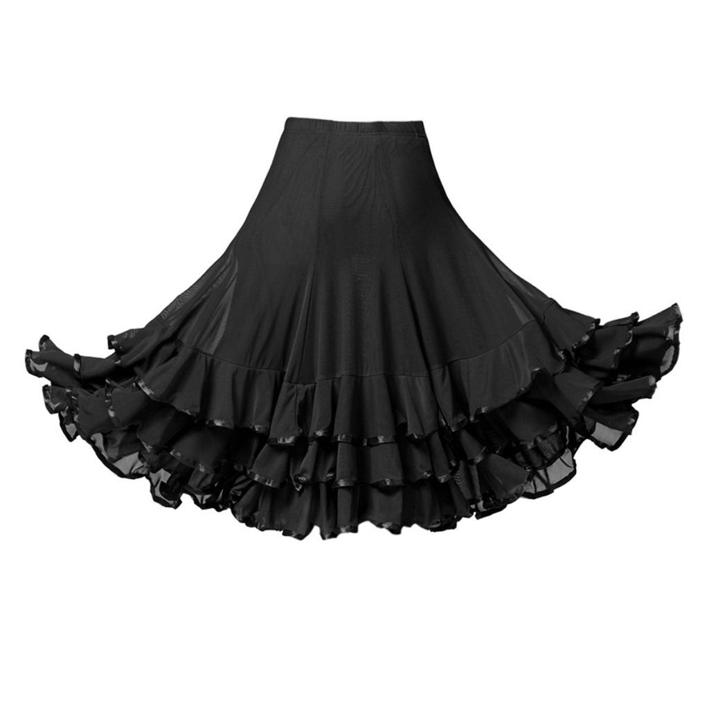 Ballroom Waltz Dance Swing Skirt Modern Tango Training Dress Costume: Black