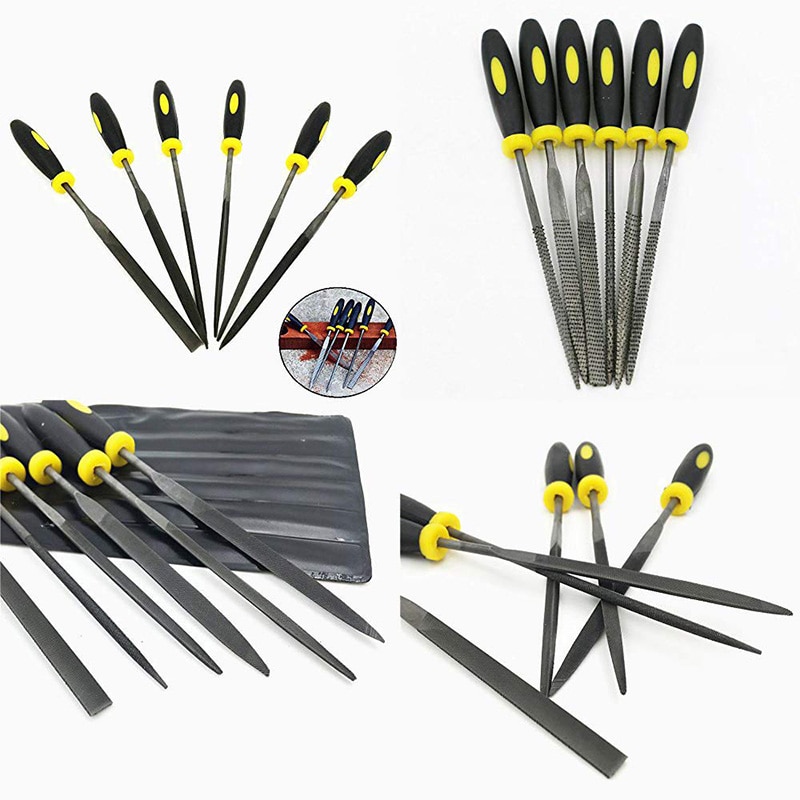 Mini juego de archivos de aguja, juego de archivos de raspa de madera con mango de goma, limas Bastard para tallar madera y productos blandos (raspa de madera, Mini)