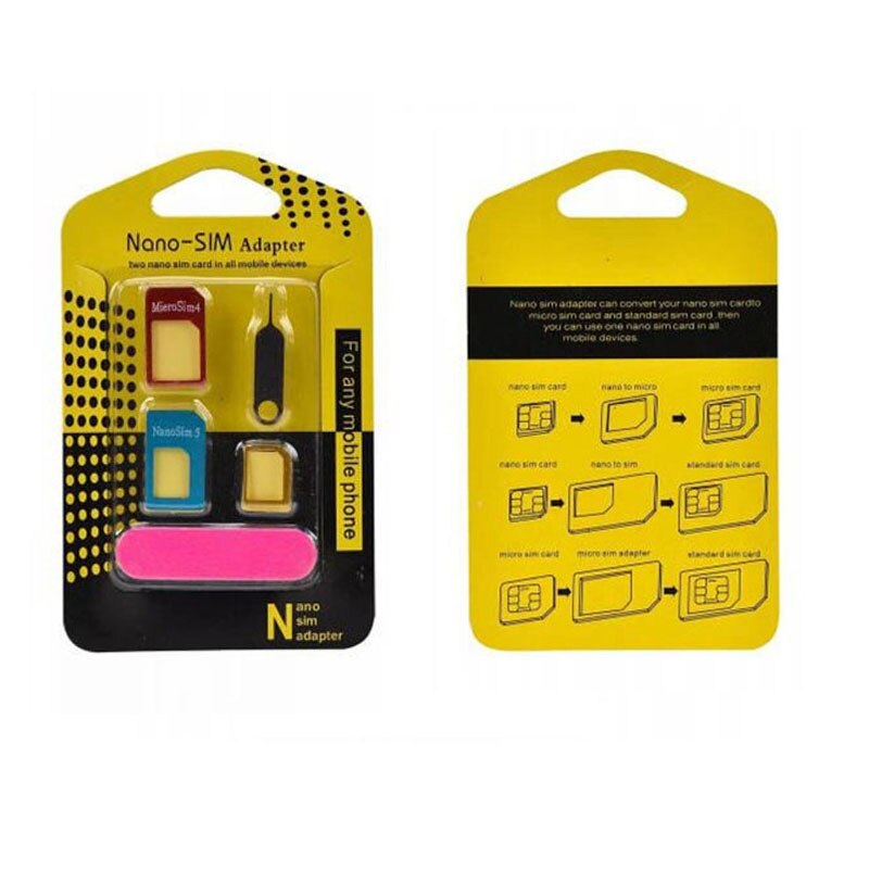 5 in1 simkort adapter för iphone 5 nano sim adapter set simkort full simkort adapter för telefon