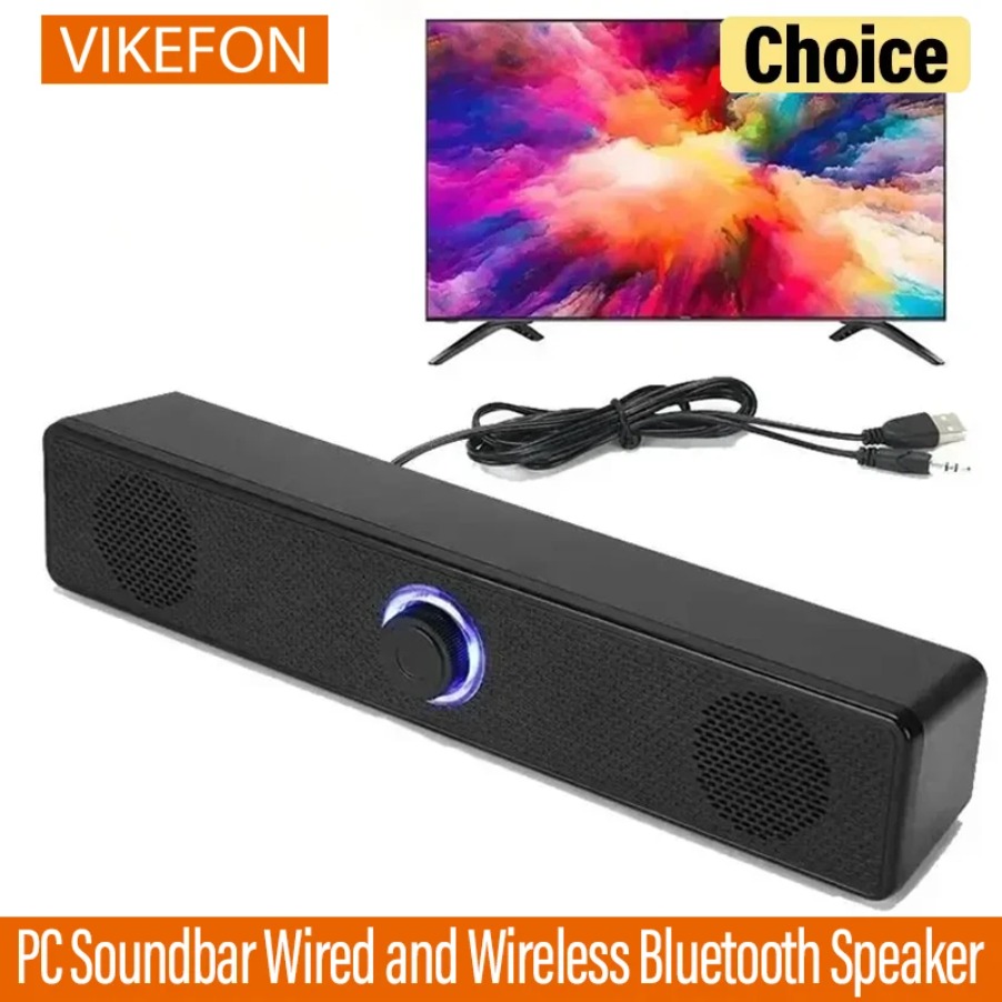 Trådløs bluetooth og pc-soundbar med kabel, usb-drevet soundbar til tv, pc, bærbar computer, gaming, hjemmebiograf, surroundlydsystem