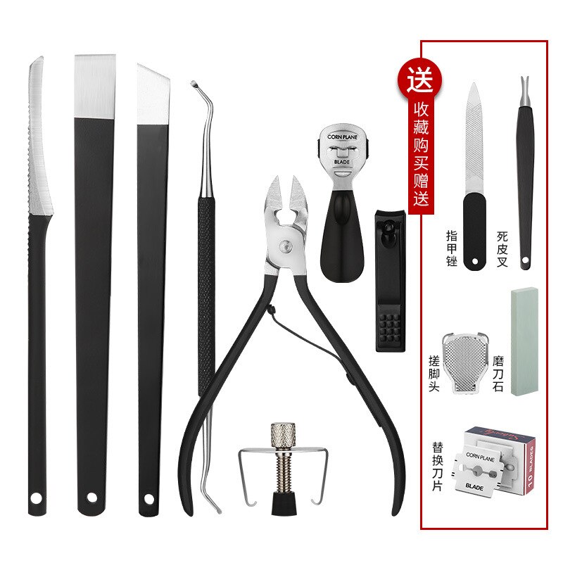 Hersteller Direkt Edelstahl Yangjiang Beruf xiu jiao dao Set Yangzhou Drei Messer Entzündliche Nut Ring: Black 14 Member Pedicure Set