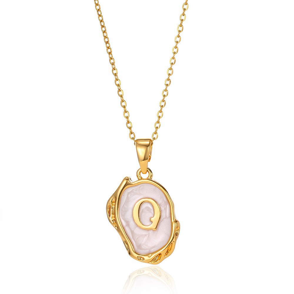 Collar con colgante de acero inoxidable chapado en oro del alfabeto de A-Z para mujer, cadena de serpiente con letra inicial, collares de clavícula, joyería para el cuello: Bronce antiguo plateado