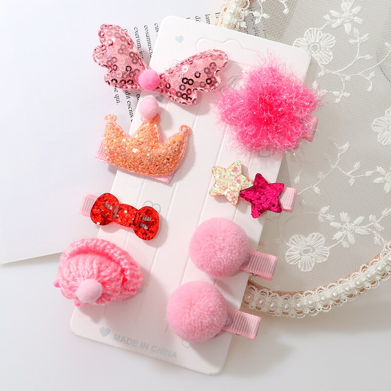 Horquillas bonitas para niña, accesorios para el cabello, lazo de flores, cintas para el pelo de animales, diadema de dibujos animados para niña, tocado de horquilla, 8 unids/set por Set