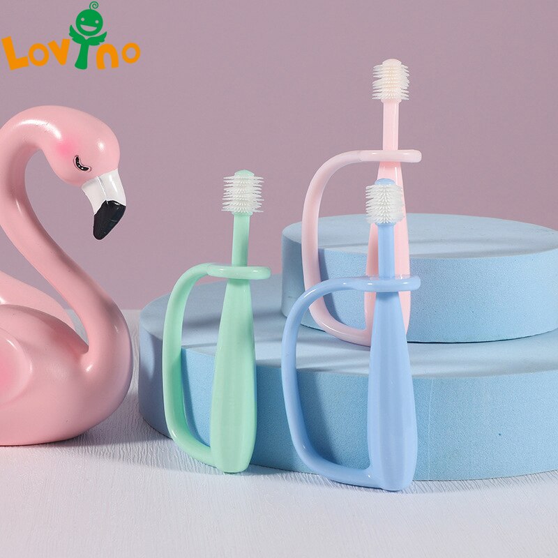 Spazzolino da denti per bambini spazzolino da denti per bambini con manico grande spazzola morbida di sicurezza per bambini igiene orale spazzole per denti articoli per bambini