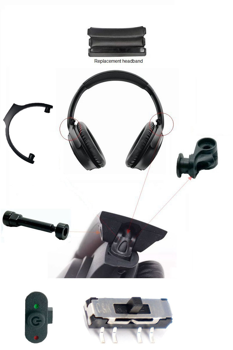 Originele Hoofdband Scharnier Swivel voor Bose QC35 Draadloze Hoofdtelefoon Reparatie Onderdelen Vervanging Earpad van QC 35 & 45