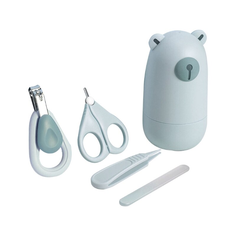 Baby Nagel Pflege einstellen Bausatz 5 Stück Nagel Schermaschinen einstellen niedlich Bär fallen Nagel Schermaschinen Pinzette Schere Nagel Datei für kleinkinder.: Blau