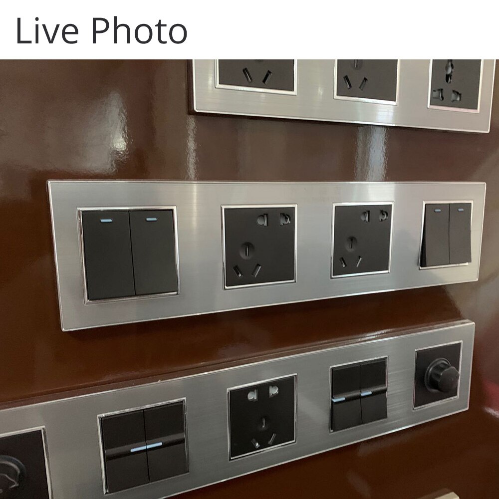 TEL Telephone Socket Wallpad Stainless Steel Panel With Silver Border Wall Socket Weak Electricity Sockets