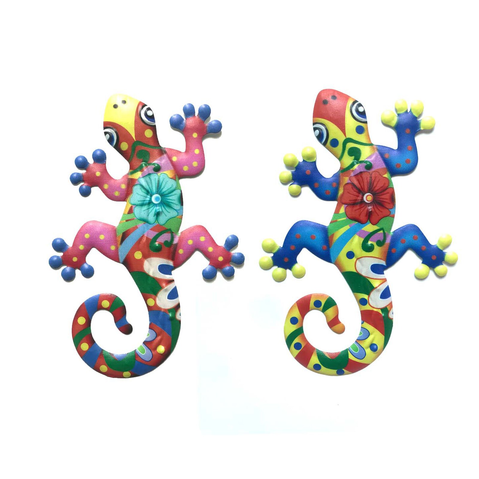 2 Stuks Metalen Gekko Muur Decor Gecko Art Craft Sculpturen Hagedis Voor Outdoor Achtertuin Veranda Gazon Hek Tuin Wanddecoratie: Default Title