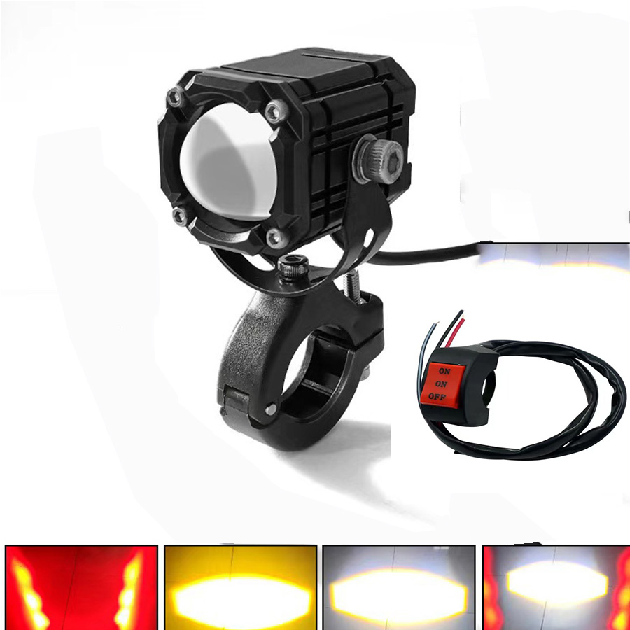 Fari a portato 12V-85V, adatti per moto e auto sportivo da strada, fari di livello IP68 lampeggianti a 4 colori: Colore rosa