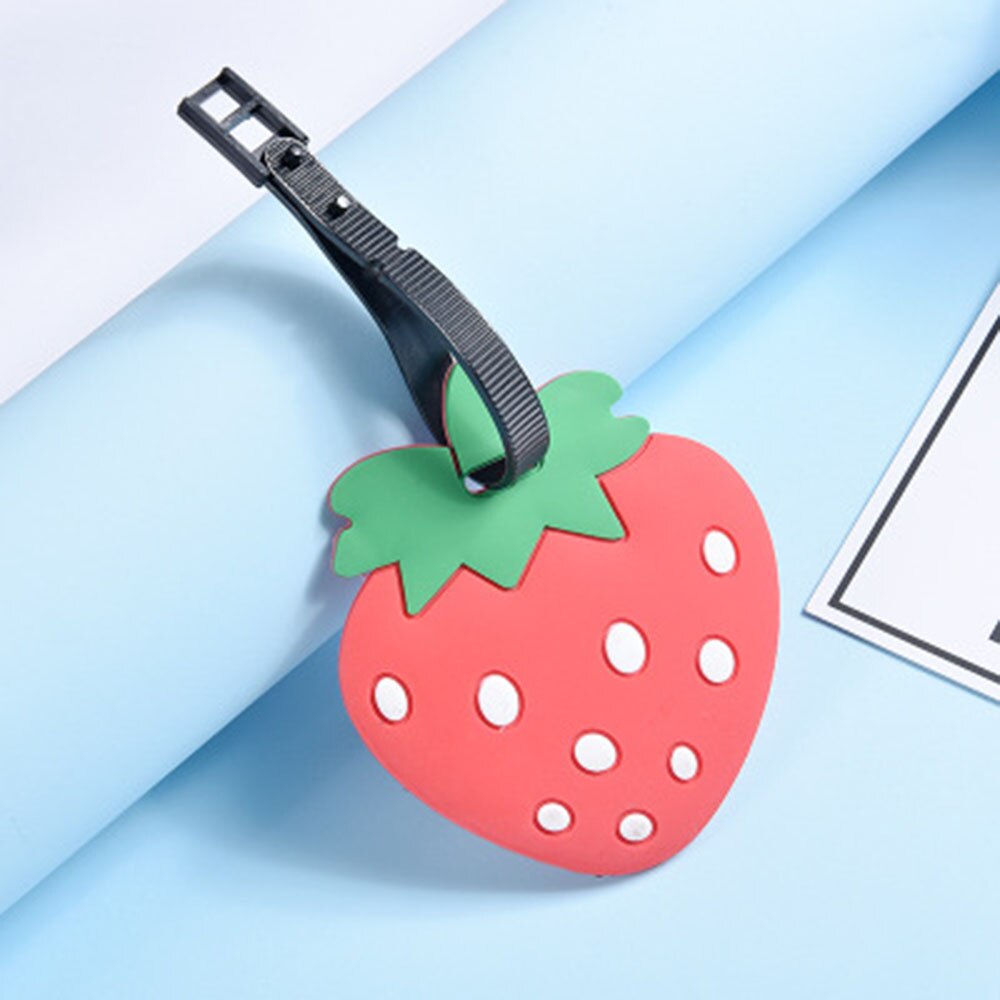 1PCS PVC Luggage Tag Silicone Cartoon Cute Fruits Suitcase Tags Name Address Holder Baggage Boarding Tags Label