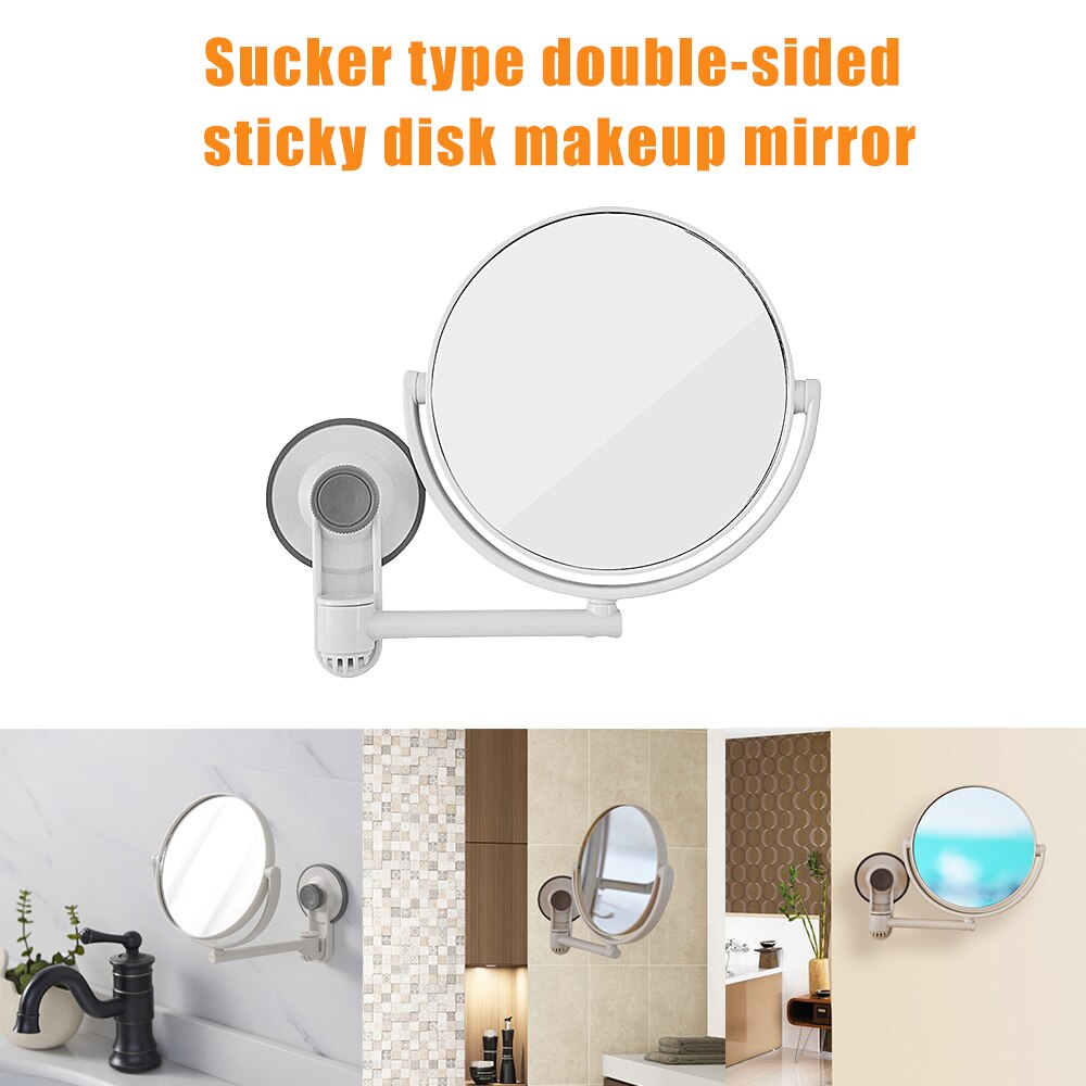 Bathroom Mirror Wall Mounted Makeup Mirror ABS 360 Degree Suction Cup Double Sided Cosmetic Mirror Free Punch Bath Mirror K