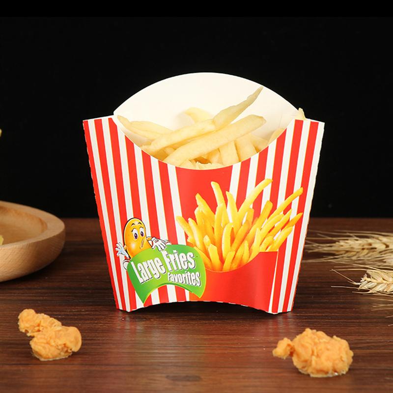 100 stk snack papirbeholdere pommes frites boks bærbar madkasse æske snack emballage forsyninger til hjemmebutik